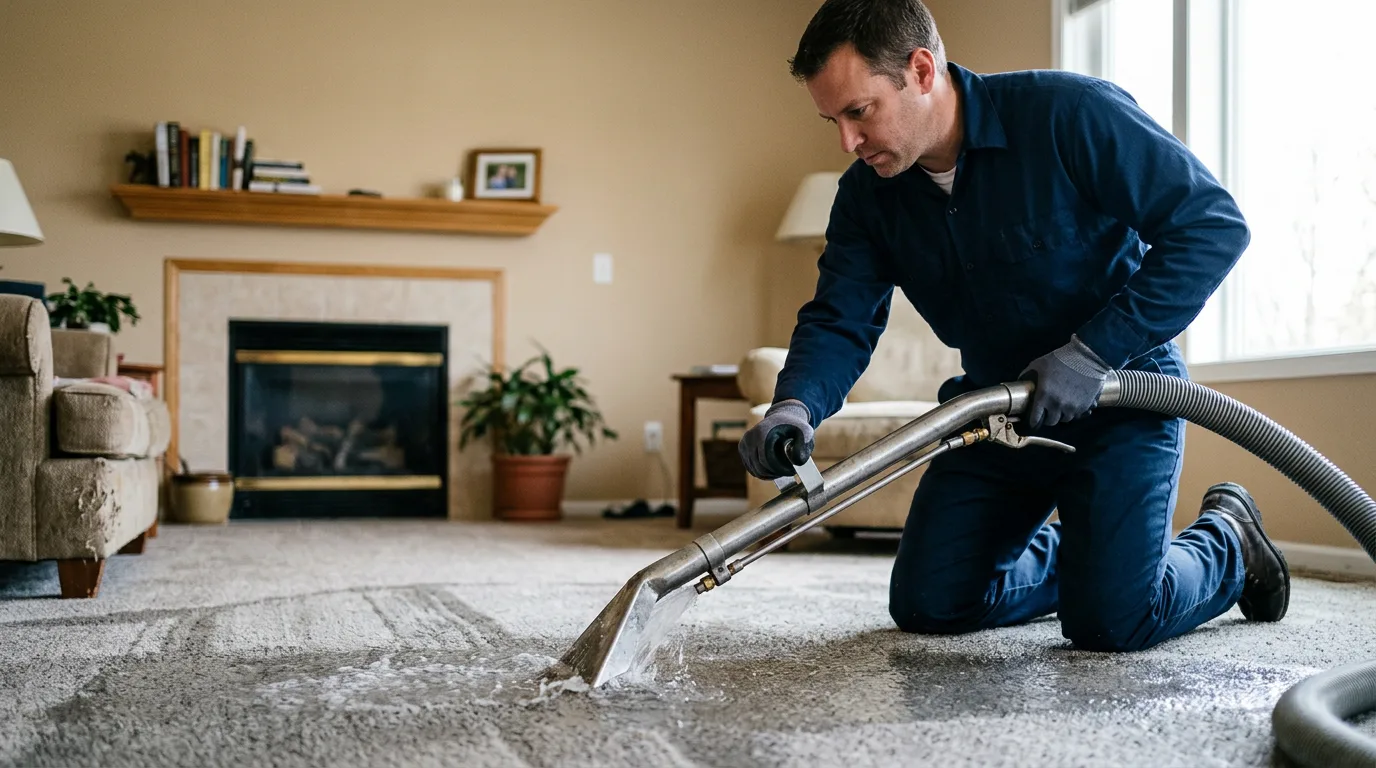 Water damage restoration technician working near Berkshire, MA